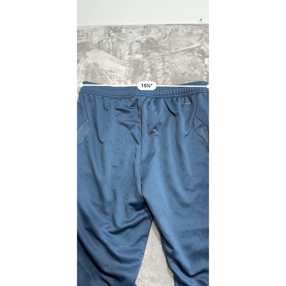 Adidas Track Running Pants Men's Size Large Light Blue Leg Spellout Pockets EUC - Picture 8 of 9